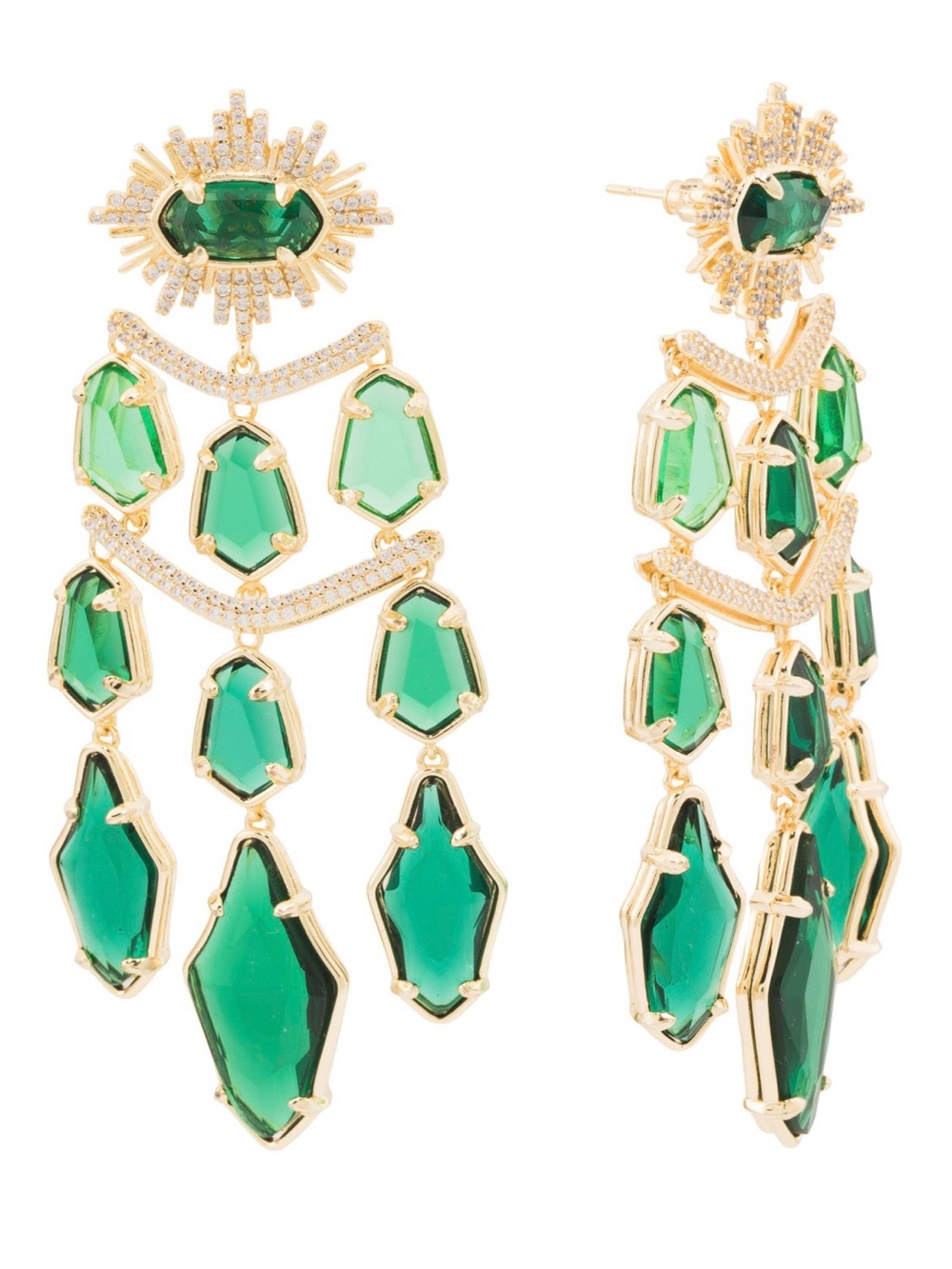 KENDRA SCOTT green glass alexandria tiered statement earrings FREE gift included